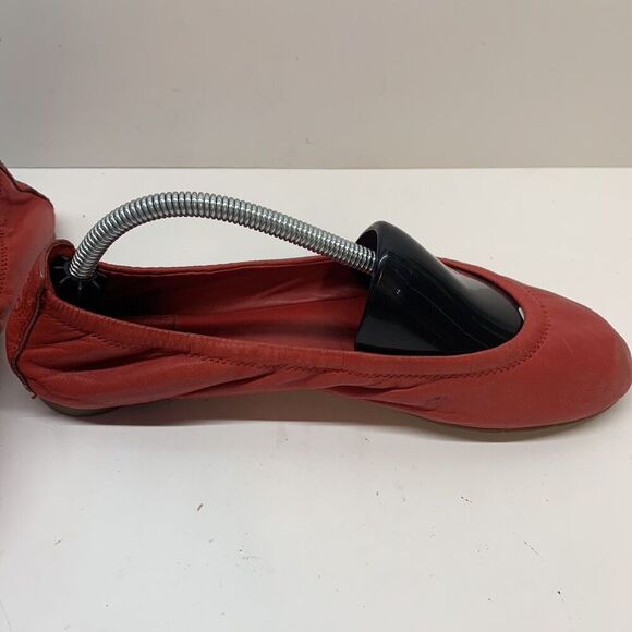 Tory Burch 7 M‎ women’s slip on ballet flat shoes red genuine leather (READ) - Picture 6 of 9